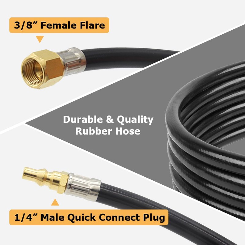 Hooshing 12FT Propane Quick Connect Hose with Propane Elbow Adapter
