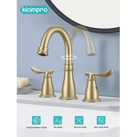 kicimpro Kicimpro 3 Hole Bathroom Faucet with Pop -Up Drain for Bayh, RV, Camper (Brushed Gold)