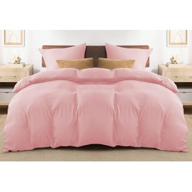 REHAN & CO Double Duvet Set Blush Pink – Soft Brushed Microfiber Bedding Duvet Cover Sets – Plain Quilt Cover With Pillow Cases.