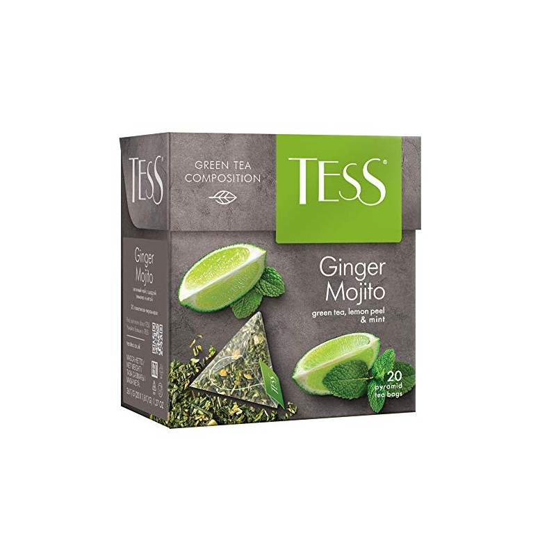 Tess Ginger Mojito Green Tea Composition Lemon Peel and Mint