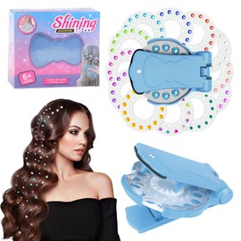 Hair Gem Stamper,180 Hair Gems for Hair Jewel Stamper,Hair Gems Stamper for DIY Hair Jewels Decoration Set,Hair Stamper Gems for Hair/DIY/Cloth/Phone,Gift to Girl Birthday Party Festival - Blue