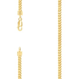 JewelryWeb 925 Sterling Silver Hollow Franco Chain Yellow 3.5mm Necklace 26 Inch Chain-Necklace for Women and Men