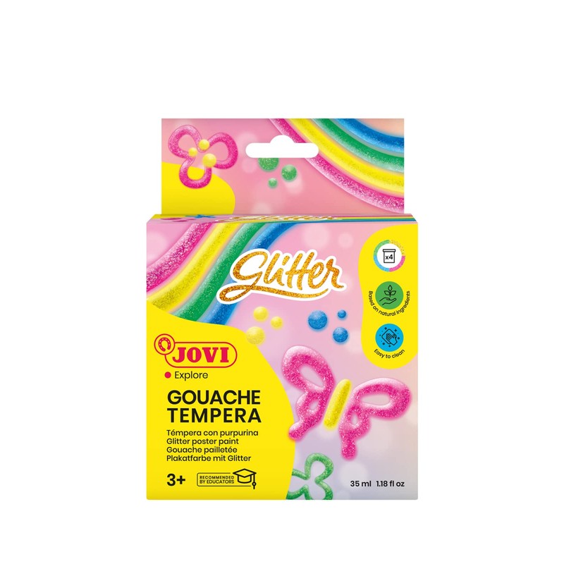 Jovi – Glitter, Box with 6 Pots Tempera Paint, 55