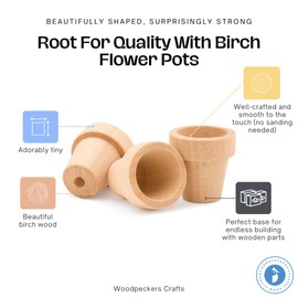Small Wooden Flower Pot 1-9/16-inch x 1-1/2-inch, Pack of 100 Wood Craft Flower Planter to Paint, by Woodpeckers