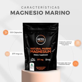 Magnesio Marino Natural | Keto Authority | 120 Cápsulas de 970 mg | Extraído del Mar Mediterráneo | Apoyo para el Bienestar Muscular y Digestivo.