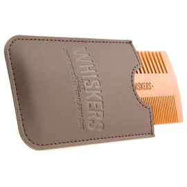 John Whiskers Beard Comb & Travel Case - Anti-Static Duo Comb with Two Teeth Made of Ultra Light Pear Wood