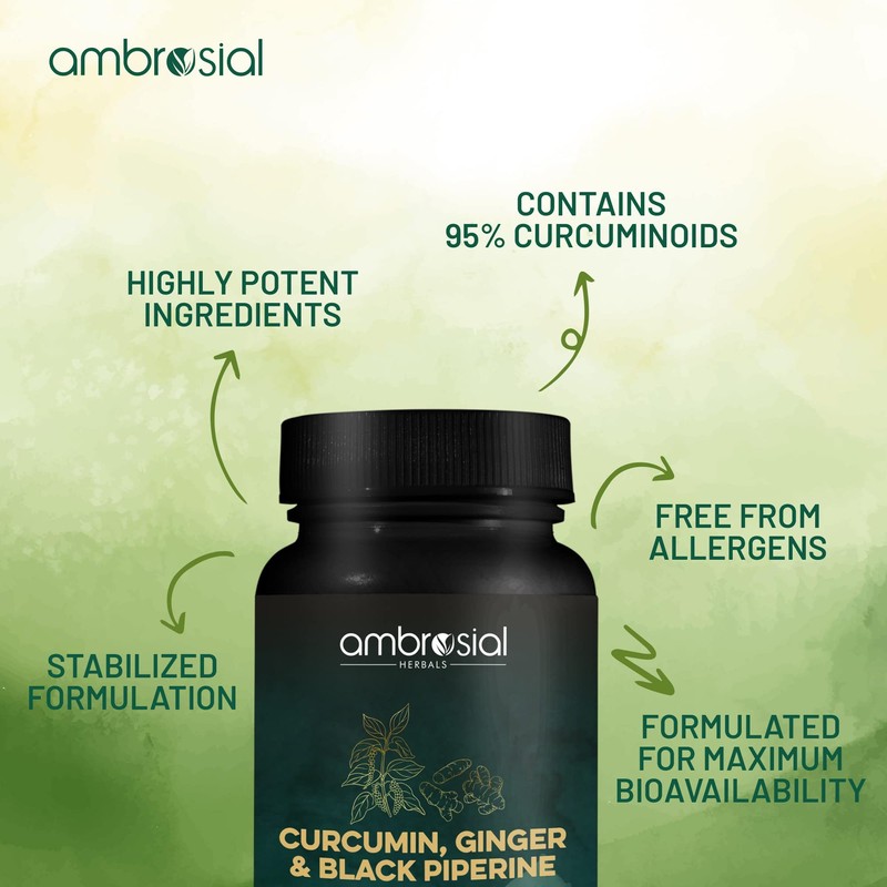 Ambrosial Curcumin Turmeric and Black Pepper Capsules with Ginger |