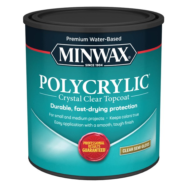 1 qt Minwax 64444 Clear Polycrylic Water-Based Protective Finish Semi-Gloss