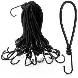 com-four® 25x premium tarpaulin tensioners with hooks - rubber tensioners for banners, posters, tents, tarpaulins, pavilions - tent tensioners for camping (25 pieces - black - 18cm)