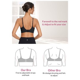 Baleaf Sweatleaf - Sujetadores deportivos ajustables para mujer, brasier de yoga con espalda cruzada acolchada, brasier de entrenamiento moldeado de alto impacto, Negro -, XL