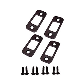 QCAA Solid Brass Deadbolt Strike Plate, Door Backplate, Round Corner, 1" x2-1/4", Oil-Rubbed Bronze(US10B), 4 Pack, Made in Taiwan