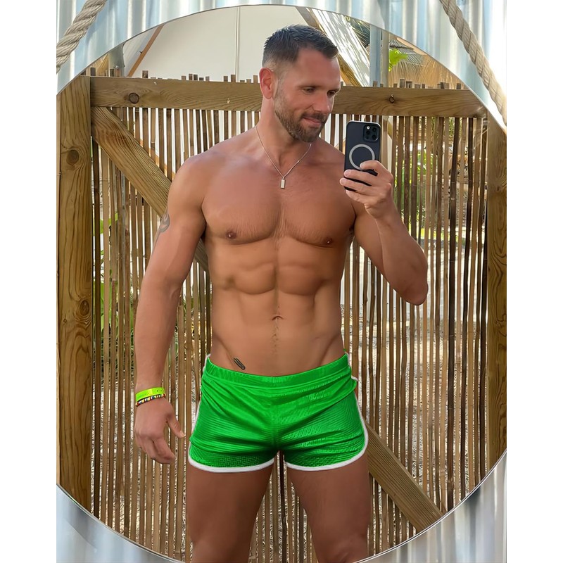 AIMPACT Men's Sports Running Shorts Mesh Quick Dry Shorts, Green