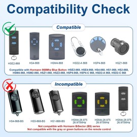 868MHz for HORMANN Garage Door Remote, HSE2-868 HSM4-868 HS4-868 HS1-868 HSM2-868 Compatible with GARADOR Promatic Gate Opener Fob Universal Handheld Transmitter Replacement Fob Control