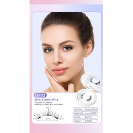 Magnetic Lashes, Magnetic Eyelashes with Applicator, False Eyelashes No Glue Needed Natural Look, Easy to Wear and Remove (Eyelashes-EM02)