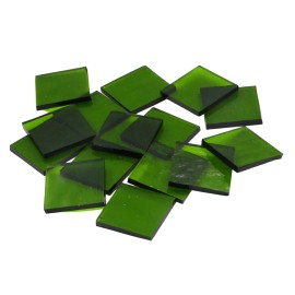 Greeneglass Moss Green Cathedral RR Triangles | Fusible 96 | Cut Mosaic Glass Tile Shapes  - 2 1/2" Triangles - 8 Pieces