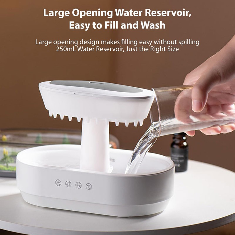 Irishom Raindrop Humidifier Machine LED Lights Drip Music Bedroom (US