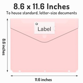 Forvencer Binder Pocket, 10 Pack Super Heavyweight Plastic Folders with Tight Closure, Binder Folders Side Loading, 3 Ring Binder Pocket, Binder Dividers with Pockets, Letter Size, Pastel Series