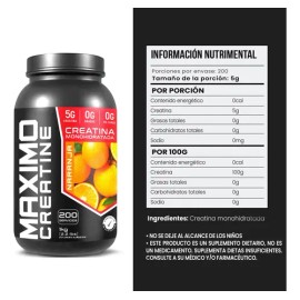 Creatina Monohidratada 1kg Maximo Protein 200 Porciones