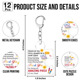 12 Pcs Gifts for Students from Teachers Bulk Star Keychain, End of Year Student Gifts, You're a Star Keyring Gift for Back to School First Day Class Prizes Acrylic Puzzle Piece Keychains
