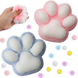 Big Cat Paw Squishy Squeeze Toys, Large Size Cat Paw Squeeze Toys for Stress Relief, Stress Relief for Party Favors, Fidget Toys for Kids Teenagers Adults Home Office Relaxing (BLUEPINK-2PC)