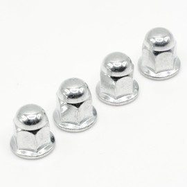 ReplacementScrews License Plate Retainer Screws/Nuts Compatible with Volvo OEM Part 968458 (Screws onto Existing Stud) - Tall Dome/Acorn Head with Flange - Zinc Plated Steel Cap (Pack of 4)