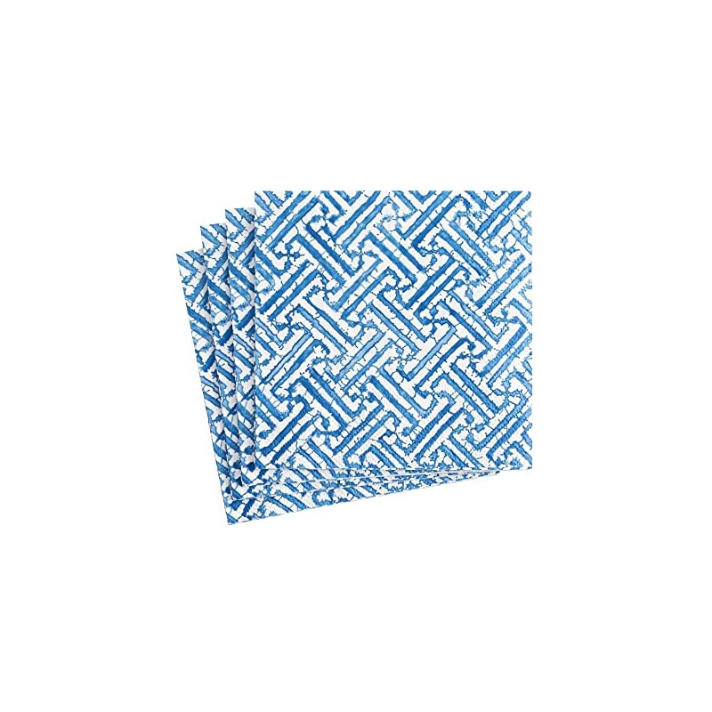Caspari Fretwork Paper Cocktail Napkins in Blue - 20 Per