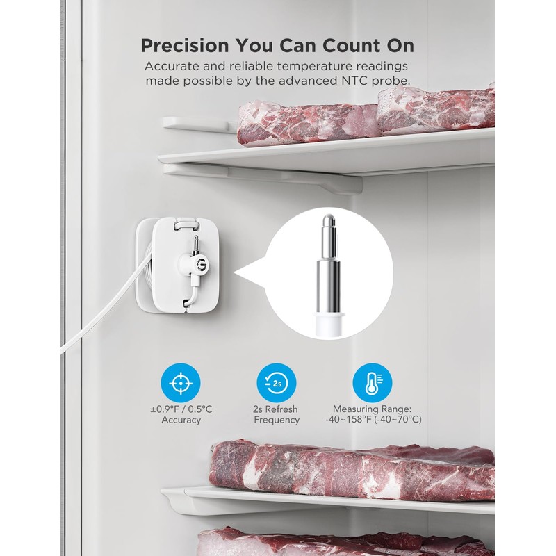 GoveeLife Refrigerator Freezer Thermometer 2 Pack, Bluetooth Temperature Sensor with