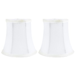 Meriville Set of 2 Off White Faux Silk Chandelier Lamp Shades – Softback Bell Shape, Clip-On Fitter for Candelabra Bulbs, 3.5" x 5" x 4.75"