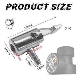 Gasedin 2 PCS 1/4" Locking All Metal Air Chuck, Portable Lock on Tire Inflator with Barb Connector, Tire Inflator with Hose Clamp for Hose Repair Inflate Chuck, Car Accessories