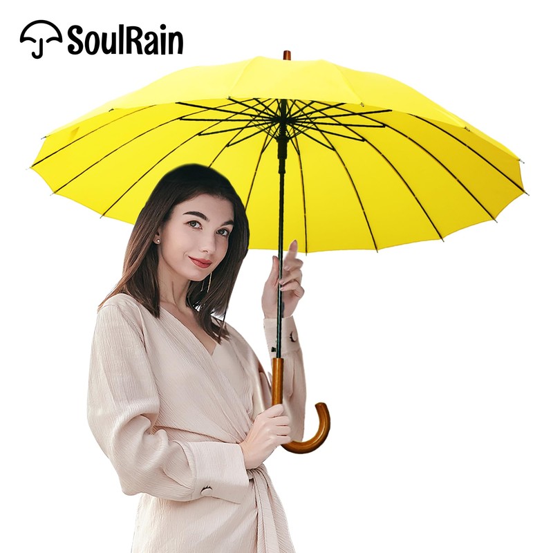 SoulRain 16 Ribs 48" Stick Umbrella Auto Open Solid Color