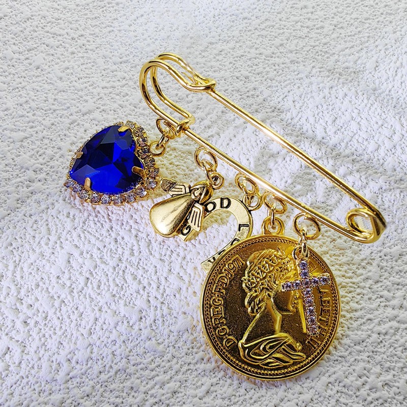 Gowvvxu Something Blue Pin for Bride, Bridal Bouquet Charm Cross