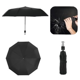 Car Safety Hammer Umbrella Black Automatic Strong Auto Mens Women's Windproof For Him Her Ladies Gents Sturdy Compact Folding Travel Small Quality Automatic (1 x Umbrella)