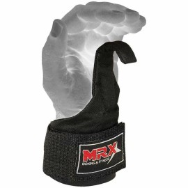 MRX Weight Lifting Metal Hooks Gym Training Deadlift Wrist Support Grips Straps Wrap - Metal Hook Black