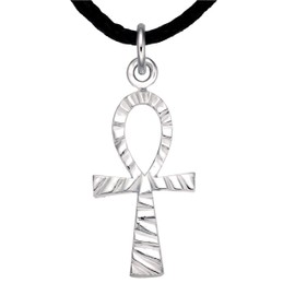 Ägyptisches Ankh Kreuz Anhänger 925 Silber Platiniert – Handgefertigtes Schutzamulett für Glück und Leben – Unisex Schmuck Geschenk, spirituelles Schutz Symbol (Silber Platiniert, Ankh)