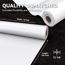 Crawl Space Vapor Barrier, 12 mil 10'x50', White Heavy Duty Plastic Sheeting - Thick Polyethylene Film, 12mil Crawlspace liner, Drop Cloth Vapor Barrier Covering for Crawlspace and Basement