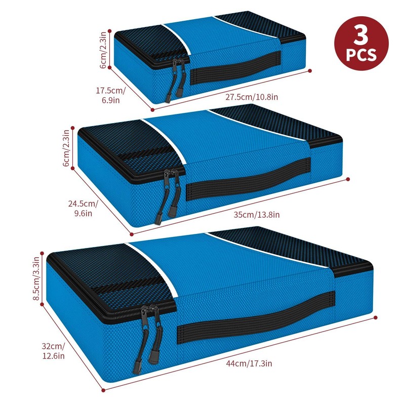 Vinsani 3 Piece Packing Cubes Set Suitcase Travel Organiser Holiday