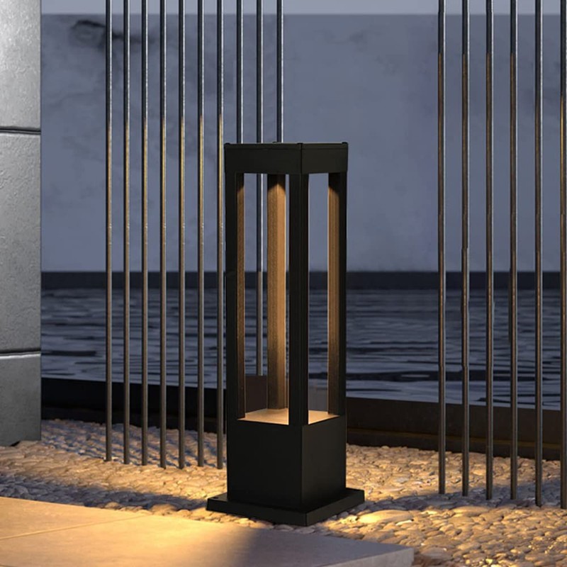 SLAWA Outdoor LED Post Light 23.62" Black Square Exterior Lawn