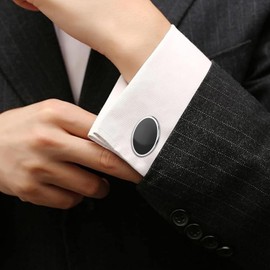 UHIBROS Cufflinks For Men, 316L Stainless Steel Tuxedo Shirt Cuff Links Accessories Unique Business Groom Wedding Black Silver Gold Jewelry Gift for Son, Father, Husband, Boyfriend