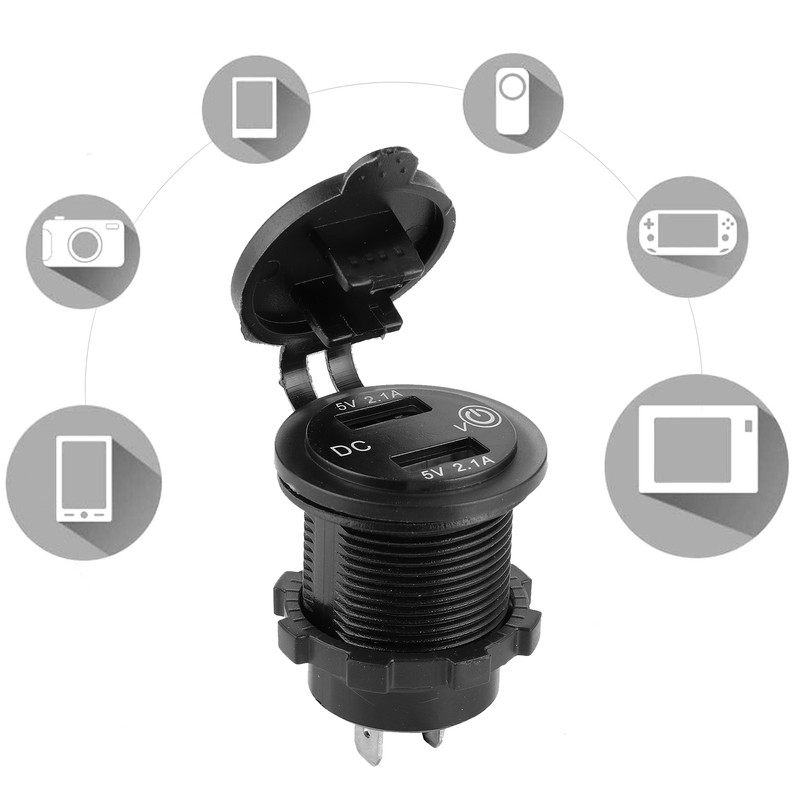 Dual USB Car Charger Lighter Socket Car Modification with Voltmeter