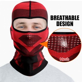 YOSUNPING Winter Balaclava Ski Mask for Men Thermal Cold Weather Face Mask for Motorcycle Skiing Snowboarding Red