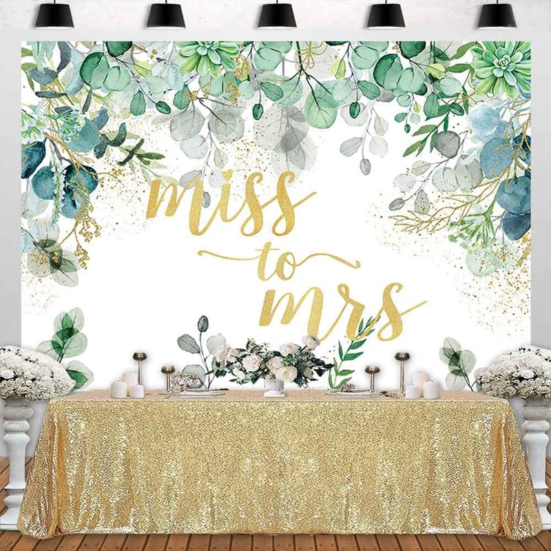 Sensfun Miss to Mrs Bridal Shower Backdrop Greenery Eucalyptus Leaves