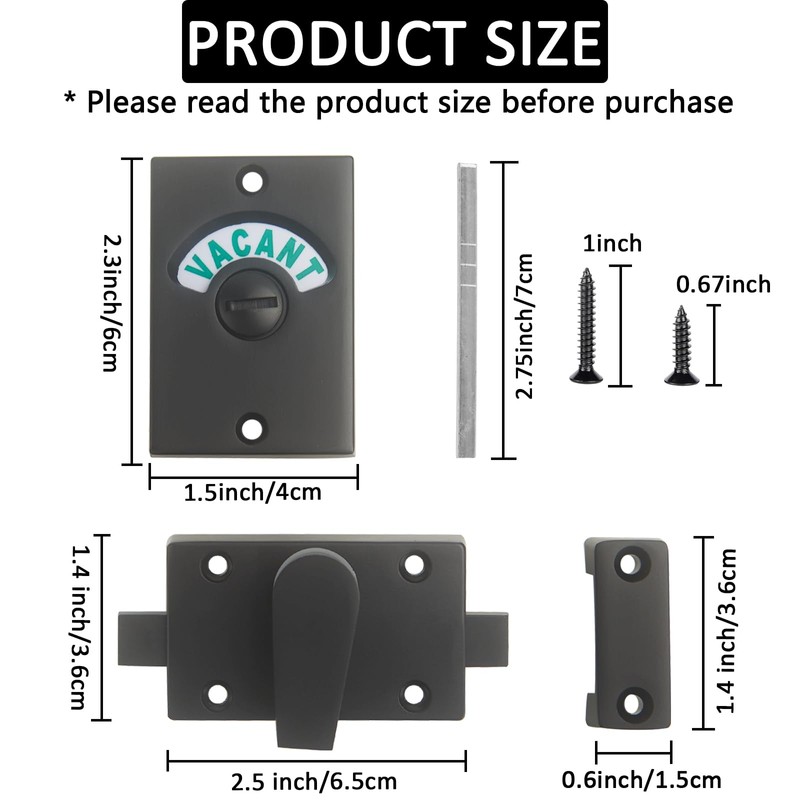 Pack of 1 Latch Indicating Lock,Black Latch Indicator Bolt,Privacy Partition