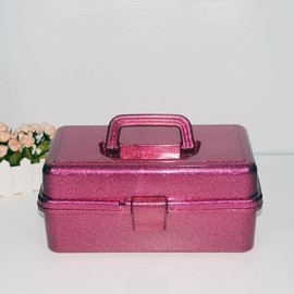 MC MEICHUANG 3 Layer Stackable Arts and Crafts Organizer Storage, Multipurpose Sewing Box Plastic Tackle Box Organizer with Lib, Storage for Tools, Makeup, Snack, Art Supply, Sewing Supply(Fuchsia)