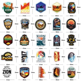 61Pcs Zion Nature Park Stickers Pack, Aesthetic Vinyl Waterproof Stickers for Water Bottle,Skateboard,Laptop,Phone,Journaling,Scrapbooking Decals Gifts for Kids Teens Adults for Party Supply Reward…