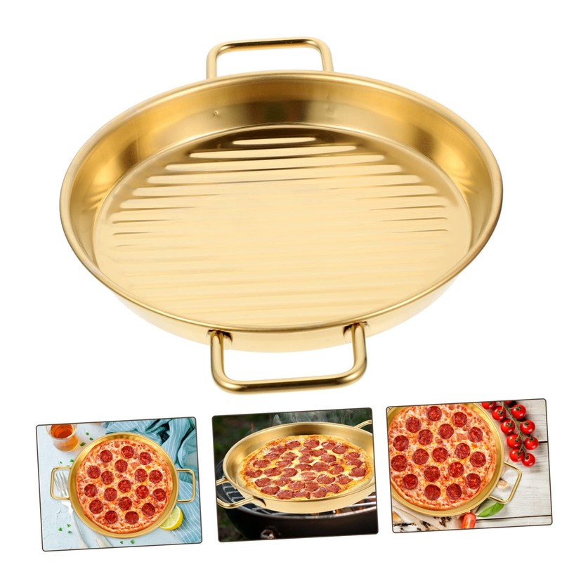 Operitacx Stainless Steel Pizza Plate Perforated Baking Tray for Even
