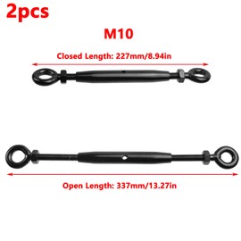 Antrader Turnbuckle Eye and Eye,2Pcs M10 Eye to Eye Turnbuckle Heavy Duty Turnbuckles Cable Turnbuckle Stainless Steel Turnbuckles Black Turnbuckle for Wire Rope Tension