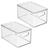 mDesign Plastic Deep Storage Bin Box Container with Lid and