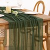 DeZerlor Olive Green Cheesecloth Table Runner 4 Pack Fall Thanksgiving