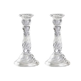 Vintage Glass Candlesticks Candles Holders Candelabras Wedding Celebration Centerpiece Taper Candles Holder 6.4" Tall, Pack 2