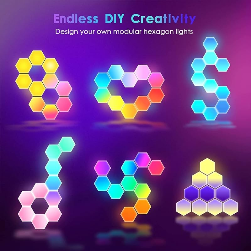 LEDGUHON Hexagon LED Lights 10 Pack, Smart RGB Wall Decor